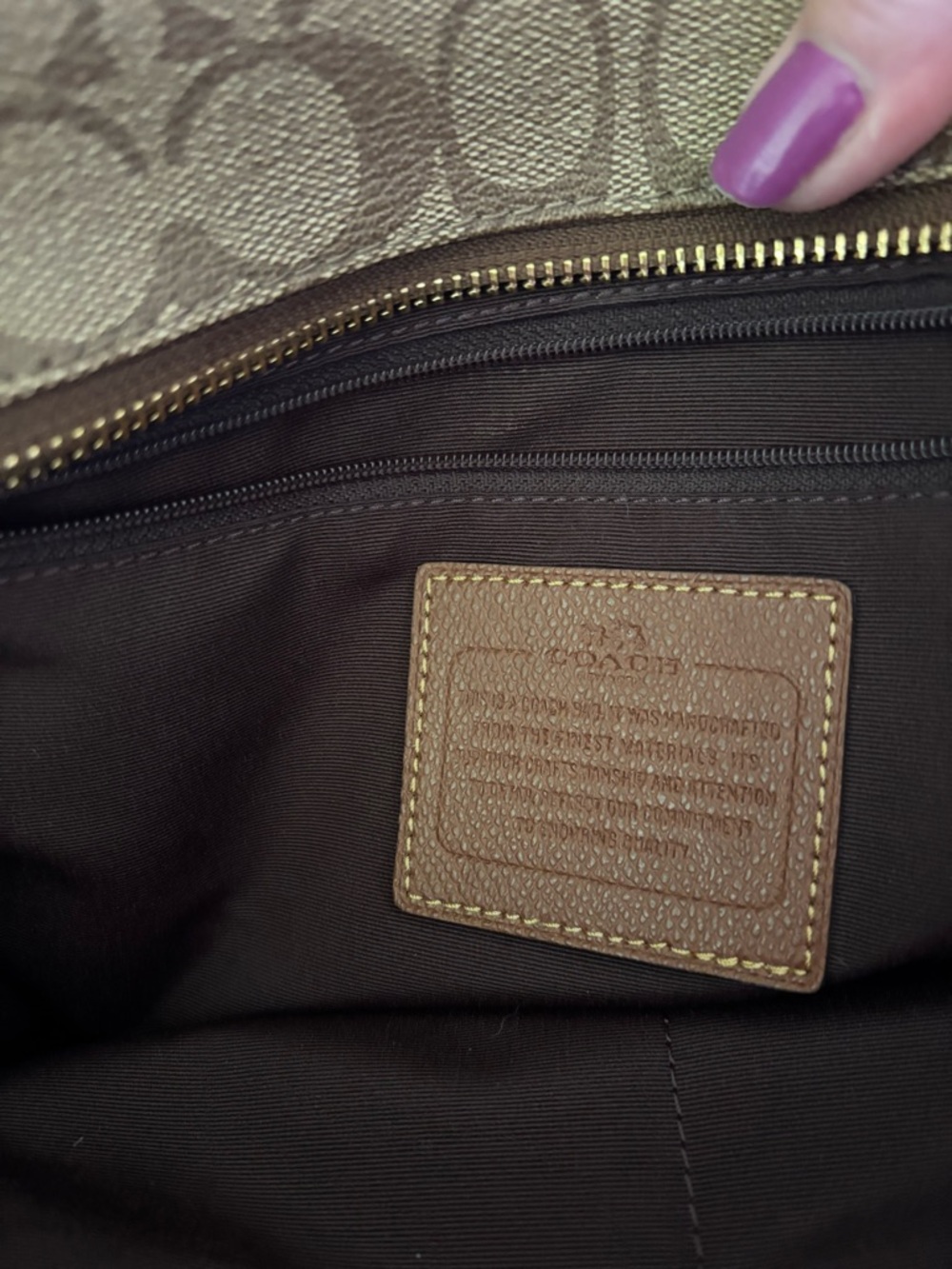 Coach Brown Signature Canvas Tote with Dark Brown Leather Straps - Picture 6 of 9